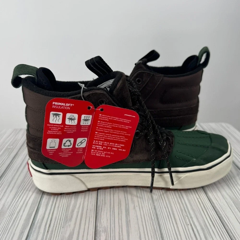 Vans Sk8-Hi Del Pat‎ MTE Brown Green Men 7.5 Women 9.0 Primaloft Duck Boots